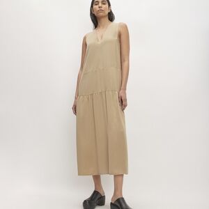 Everlane The TENCEL V-Neck Maxi In Cornstalk Dress Size XS Pockets